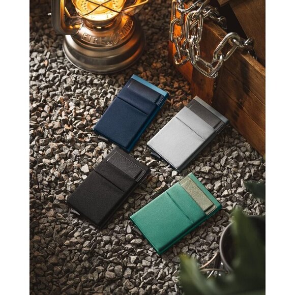 Men Grey Minimalist Card Wallet Card Holder Pop Up with Money Front Credit Card - Picture 7 of 7